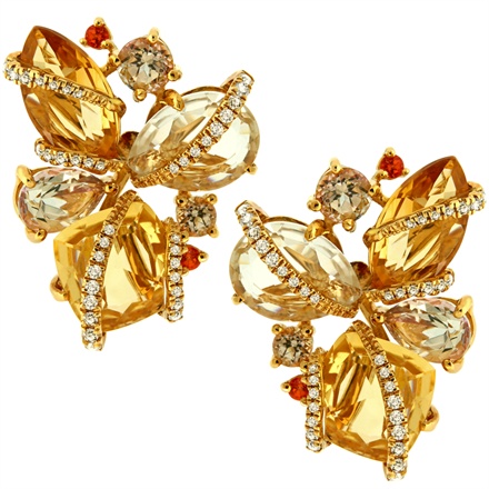Aaron Shum - Gold and diamond gemstone earrings