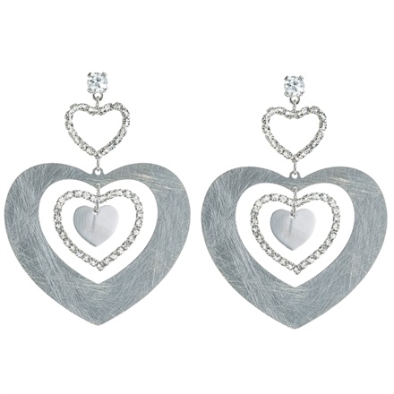 Stroili - New Moon limited edition. Rhodium-plated metal earrings with white cubic zirconia