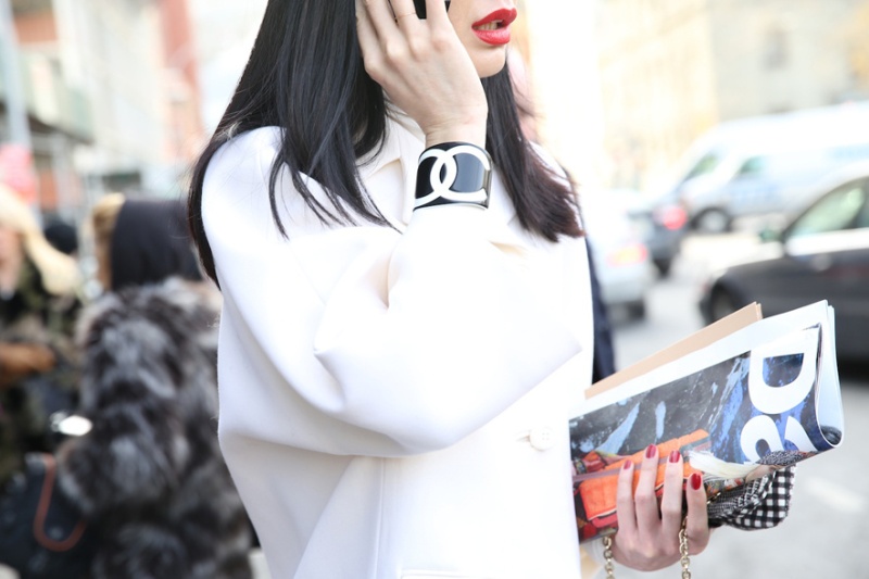 Chanel cuff, seen at Milan Fashion Week Fall/Winter 2014-2015