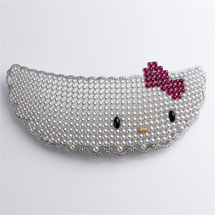 MIkimoto x Hello Kitty - Hair jewelry with Akoya pearls, diamonds, ruby and onyx 